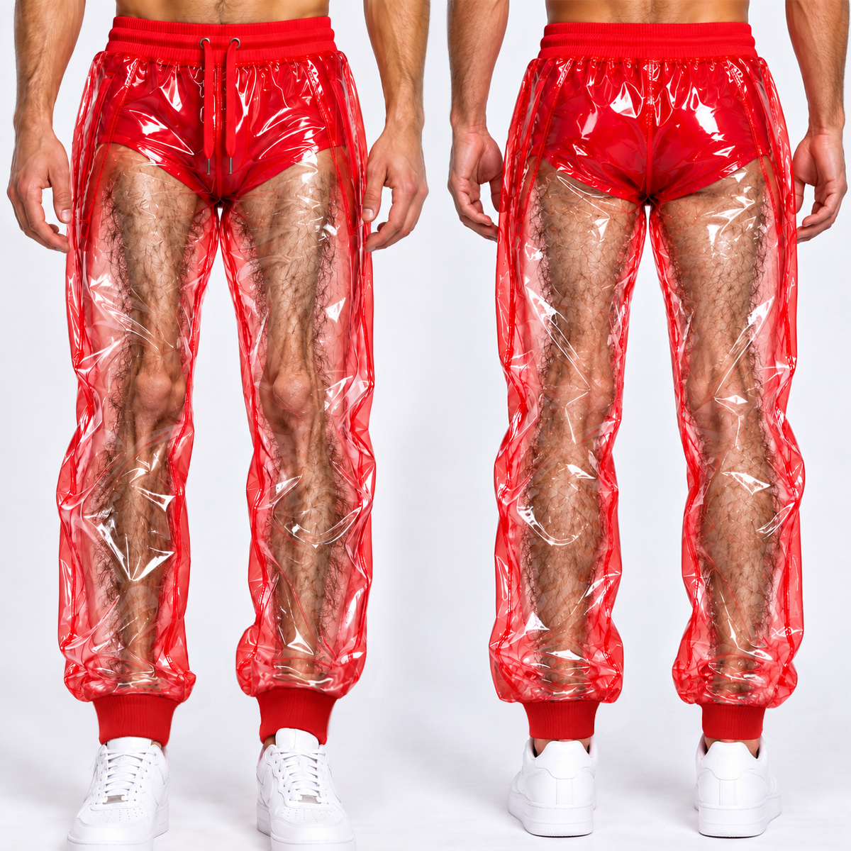 Personalized Funny Hairy Legs Men's Red See Through Sweatpants HO82 904136