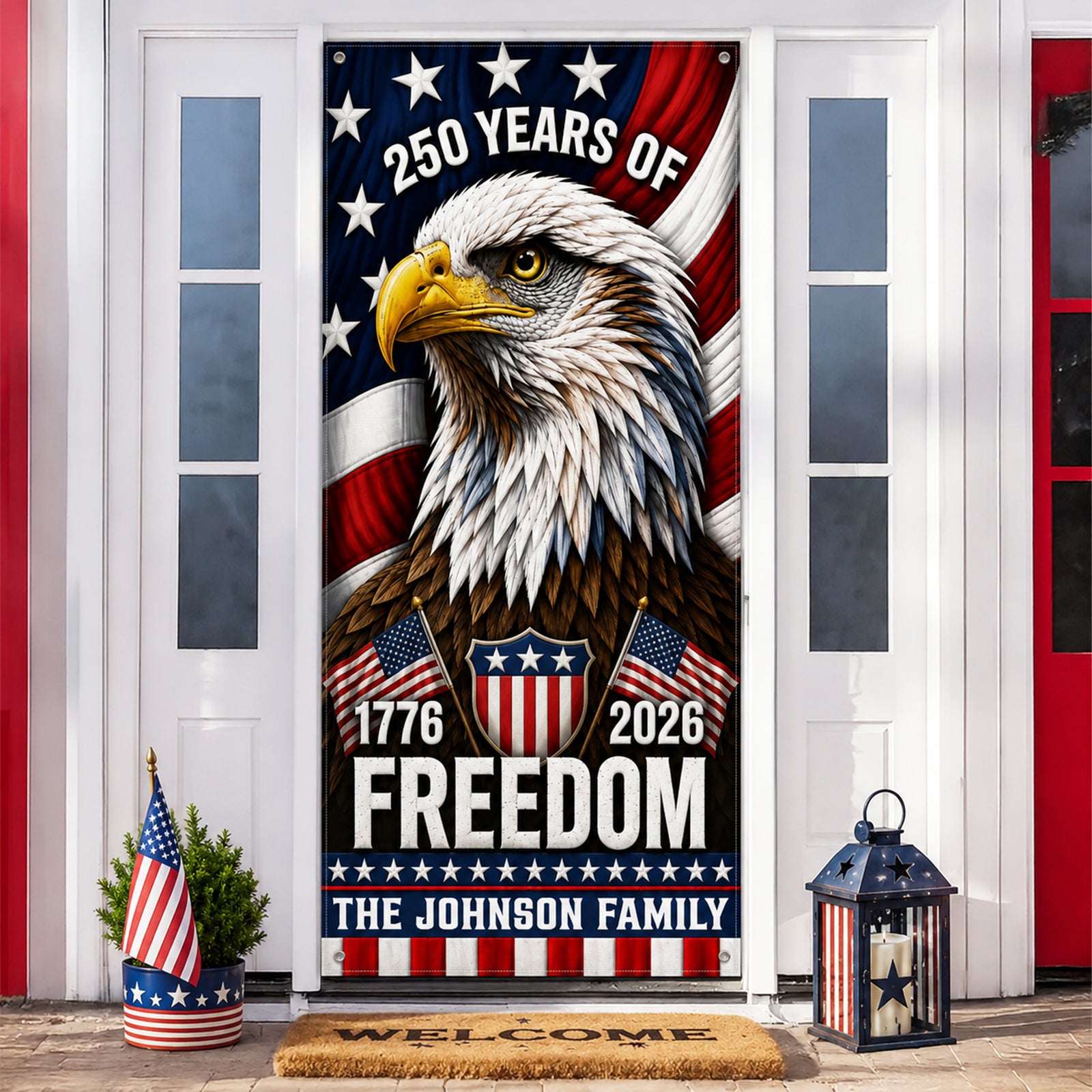 Custom Family Name 250 Years Of Freedom America 1776-2026 Eagle Door Cover CH07 911804