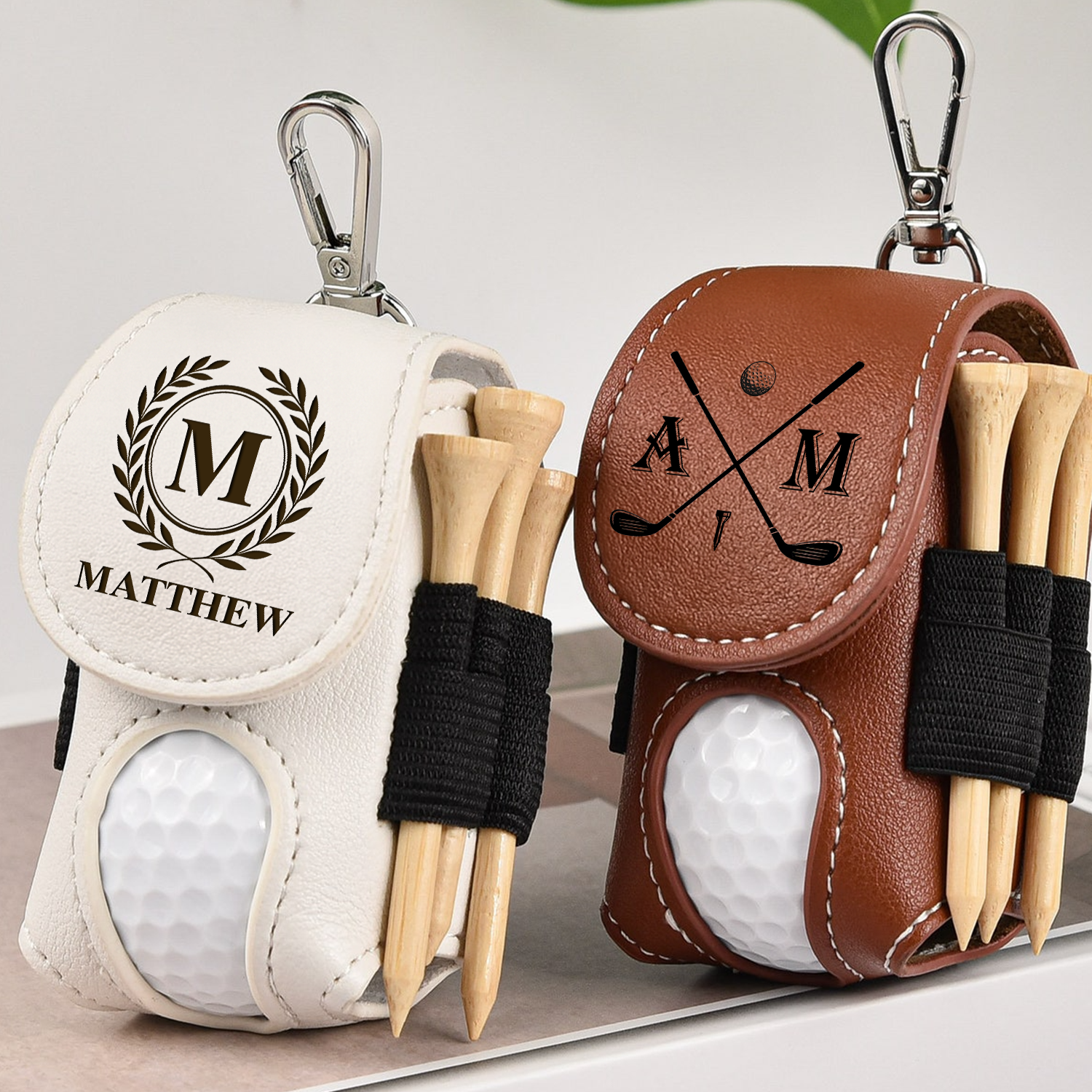 Custom Name Golf Lovers Leather Golf Ball Bag Gift For Golf Player CH07 899856