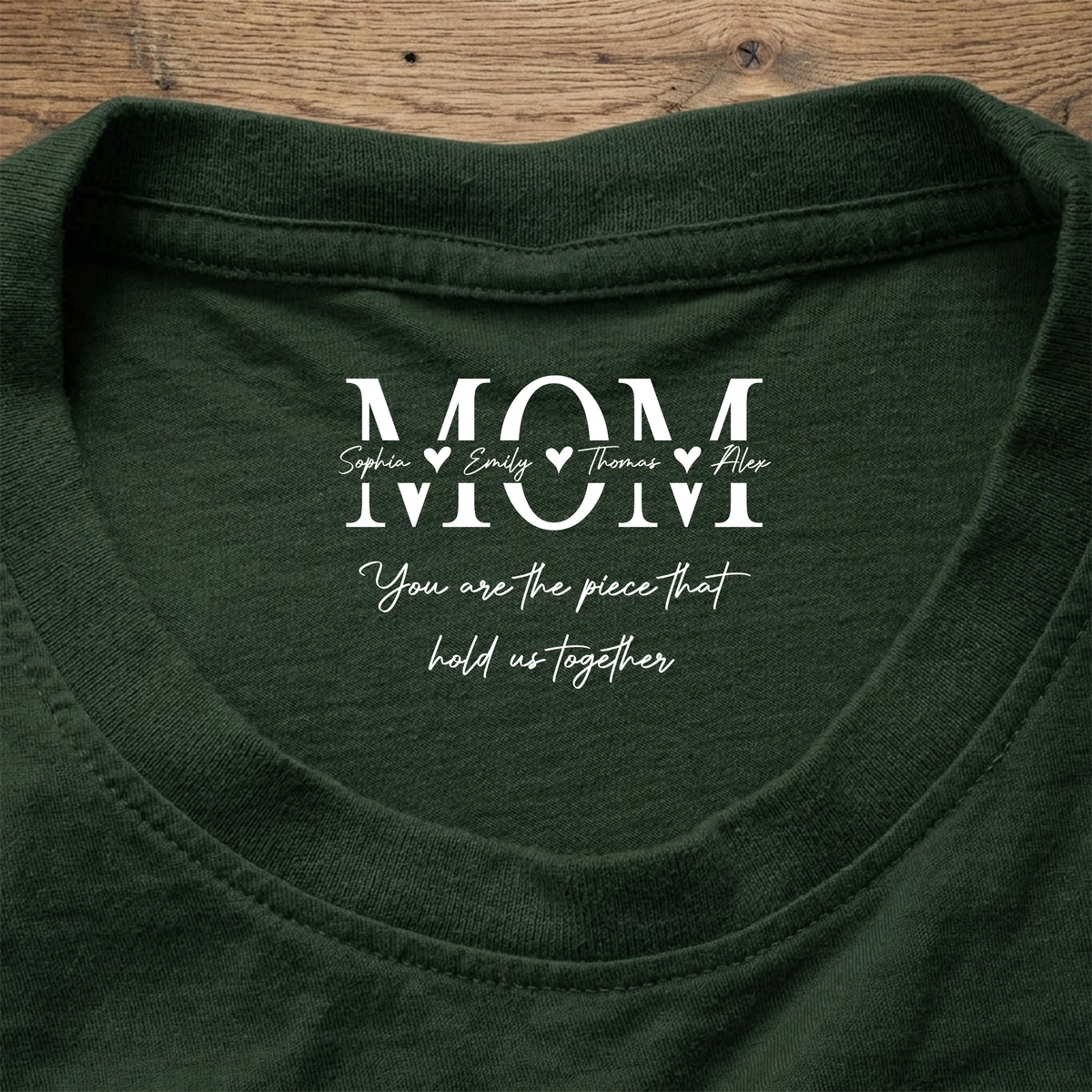 Mom, You Are The Piece That Hold Us Together Custom Kid Name  Neck Print Shirt CH07 910932