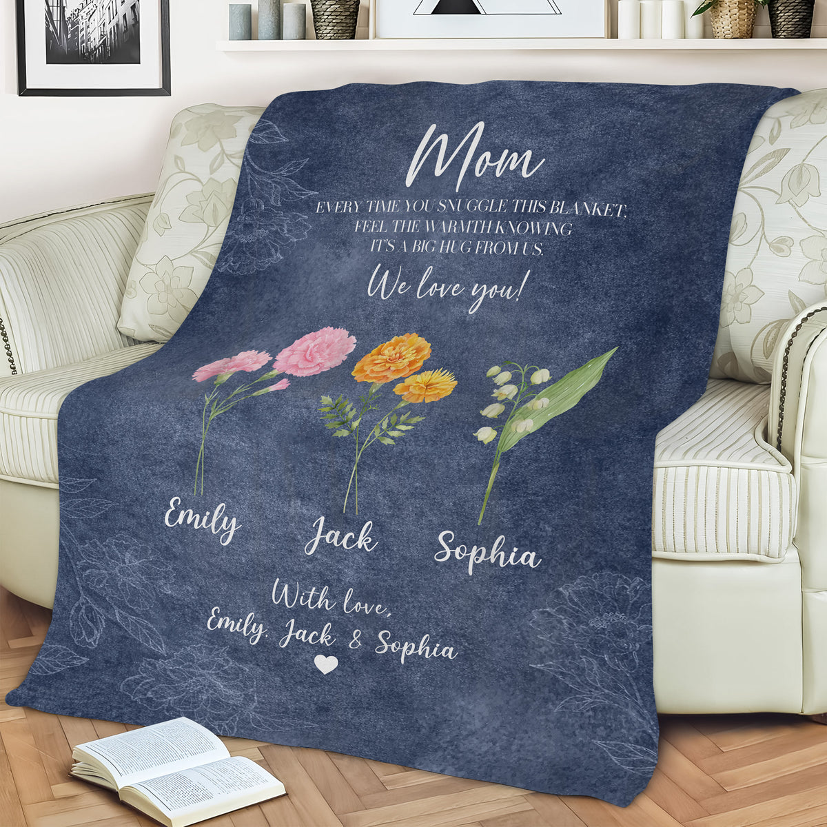 Personalized Flower Birth Month A Big Hug From Us To Mom Gift Blanket LM32 899699