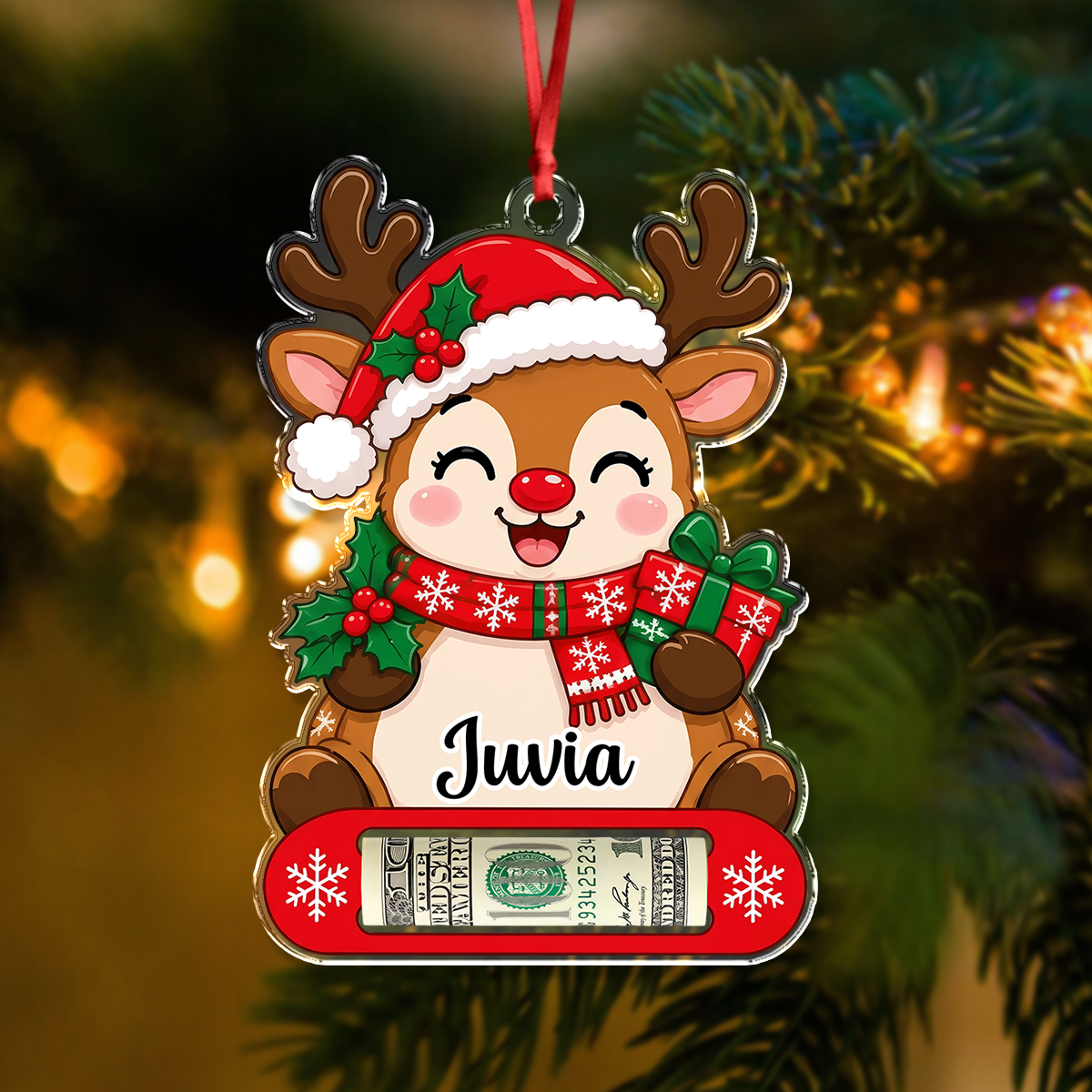 Custom Name Christmas Acrylic Money Holder Ornament Holiday Gift for Kids CH07 180854