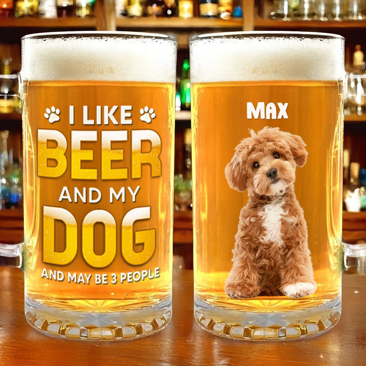 Custom Photo Best Cat And Dog Dad Ever Print Glass Beer Mug HO82 894254