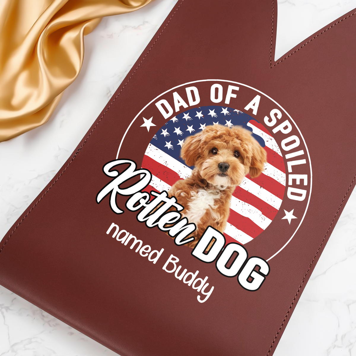 Custom Dog Photo Dad Of A Spoiled Rotten Dog Leather Wine Bag LM32 893879