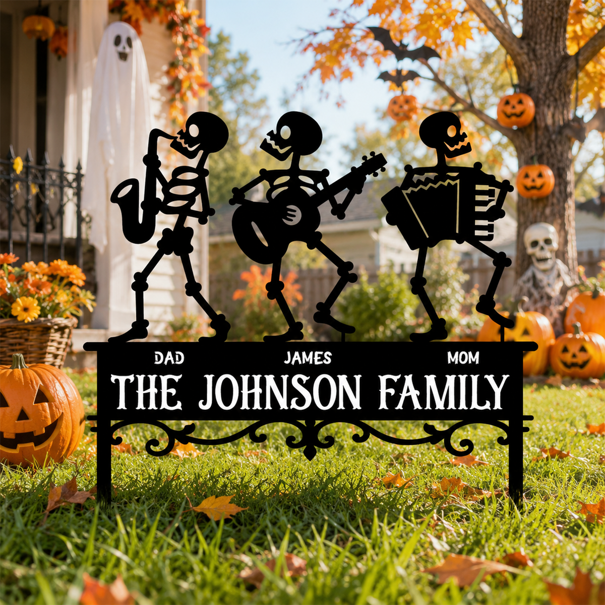 Custom Family Member Skeleton Garden Stake - Personalized Gifts for Halloween CH07 180210
