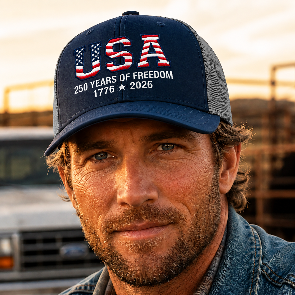 USA 250 Years Of Freedom Embroidered Trucker Hat CH07 911914