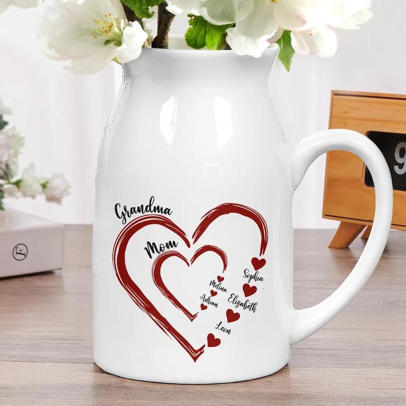 Personalized First Mom Now Grandma Vase – Mother's Day Gift for Grandma, Mom CH07 910888