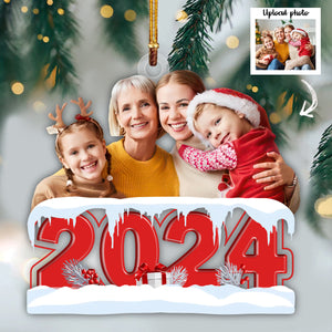 Custom Photo Merry Christmas 2024 Family Acrylic Ornament DM01 891403