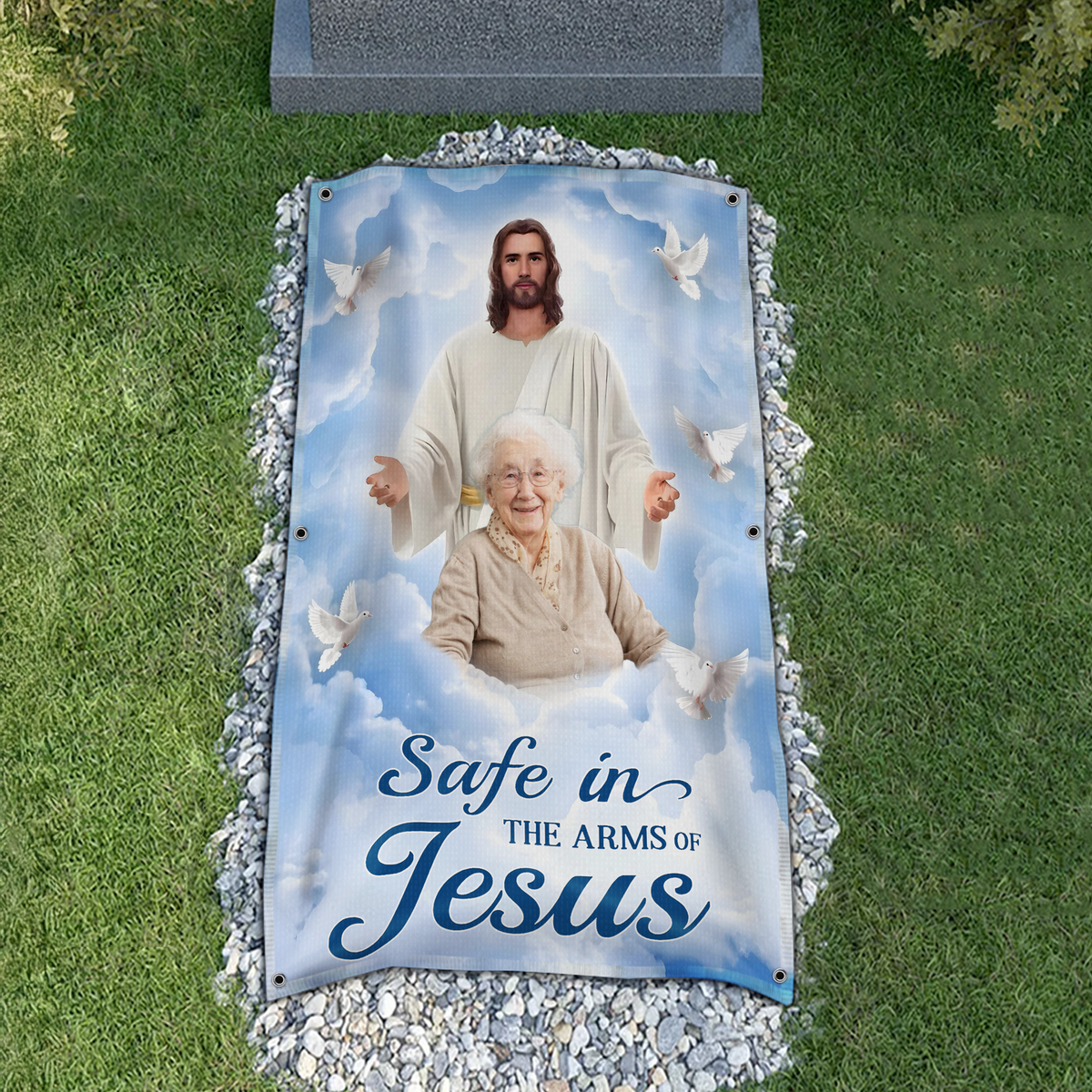 Custom Photo God Has You in His Arms Memorial Grave Blanket HA75 892788
