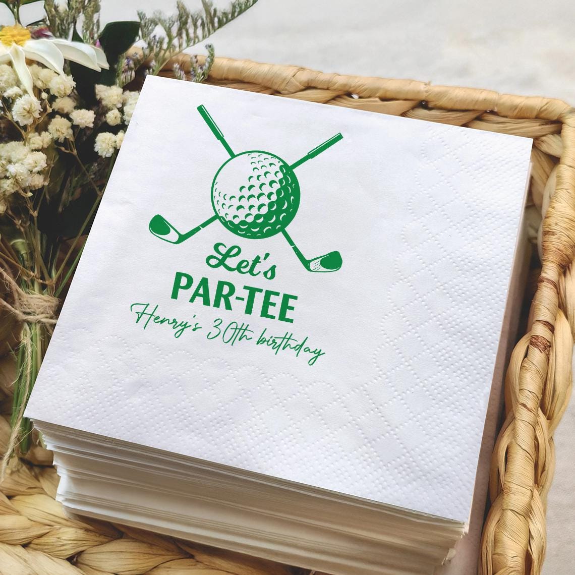 Personalized Name Let's Par-tee Golf Birthday Party Beverage Cocktail Napkins LM32 899777