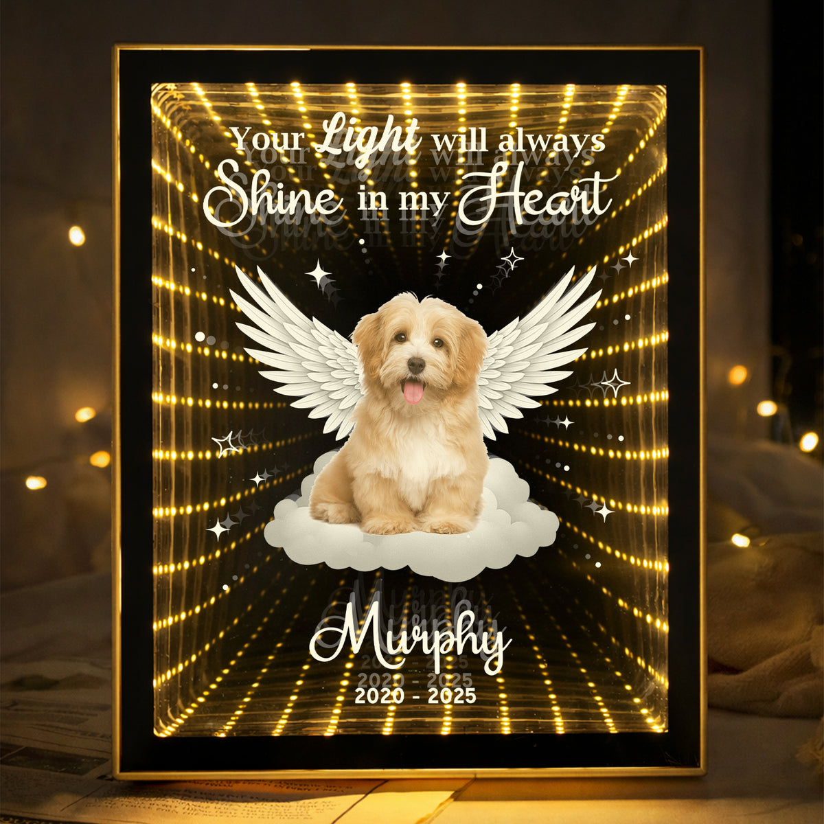 Custom Photo Dog Cat Pet Your Light Will Always Shine In My Heart Memorial Infinity Mirror Light Box HO82 901626