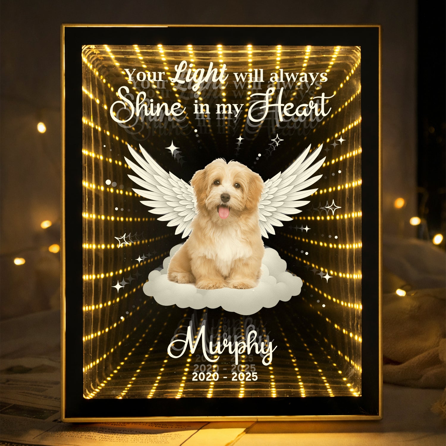 Custom Photo Dog Cat Pet Your Light Will Always Shine In My Heart Memorial Infinity Mirror Light Box HO82 901626