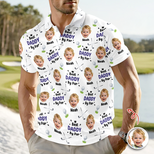 Personalized Best Dad By Par Stick Figures Kid Polo Shirt Gift For Golfer, Golf Lovers HO82 900818