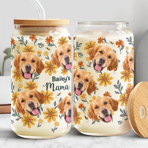 Custom Dog Photo Floral Glass Can With Lid Christmas Gift For Family TH10 896895