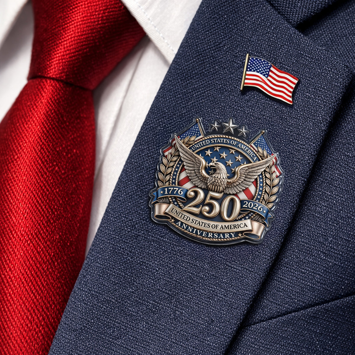 USA 250th Anniversary, 1776-2026 America 250 Emblem Semiquincentennial Acrylic Pin HA75 920944