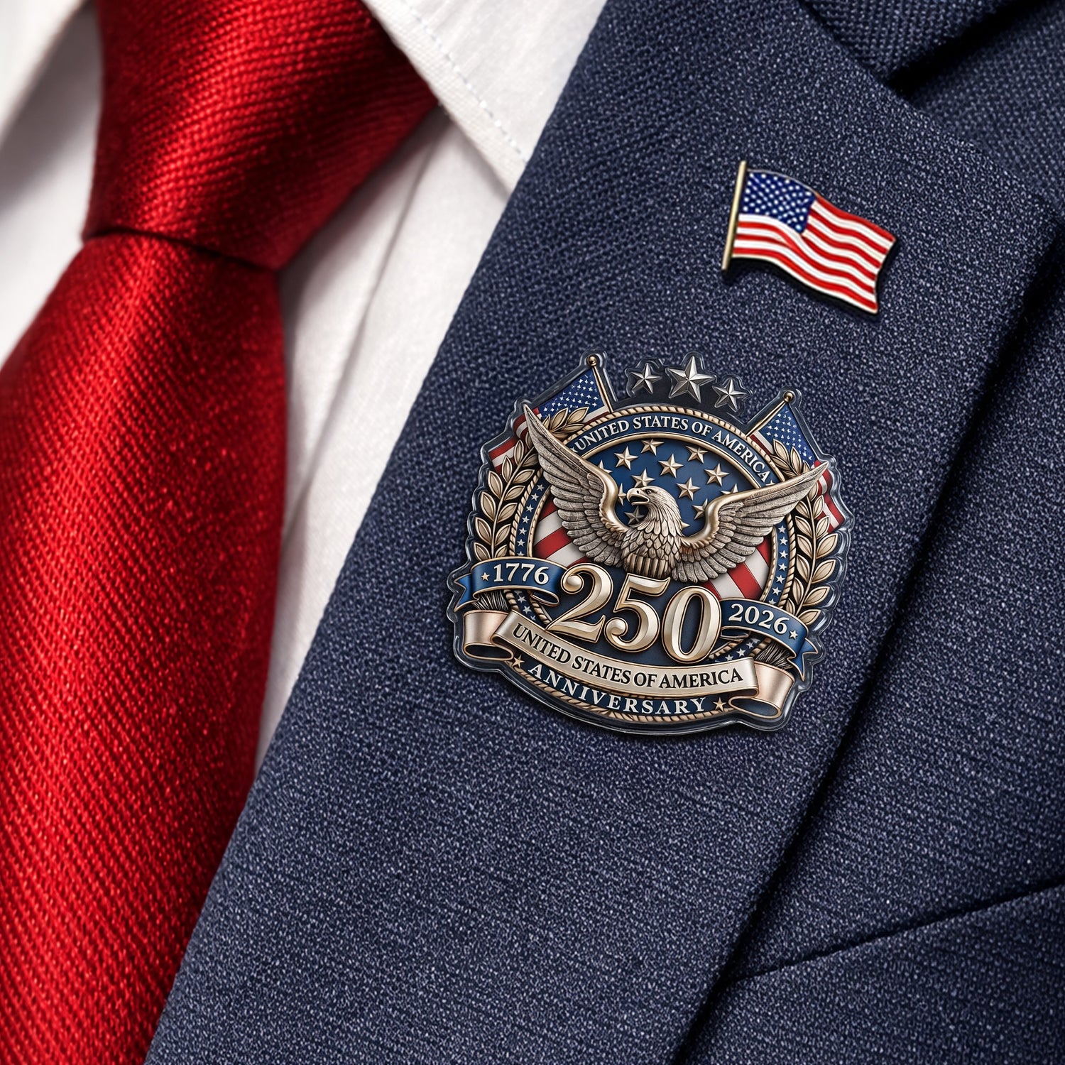 USA 250th Anniversary, 1776-2026 America 250 Emblem Semiquincentennial Acrylic Pin HA75 920944