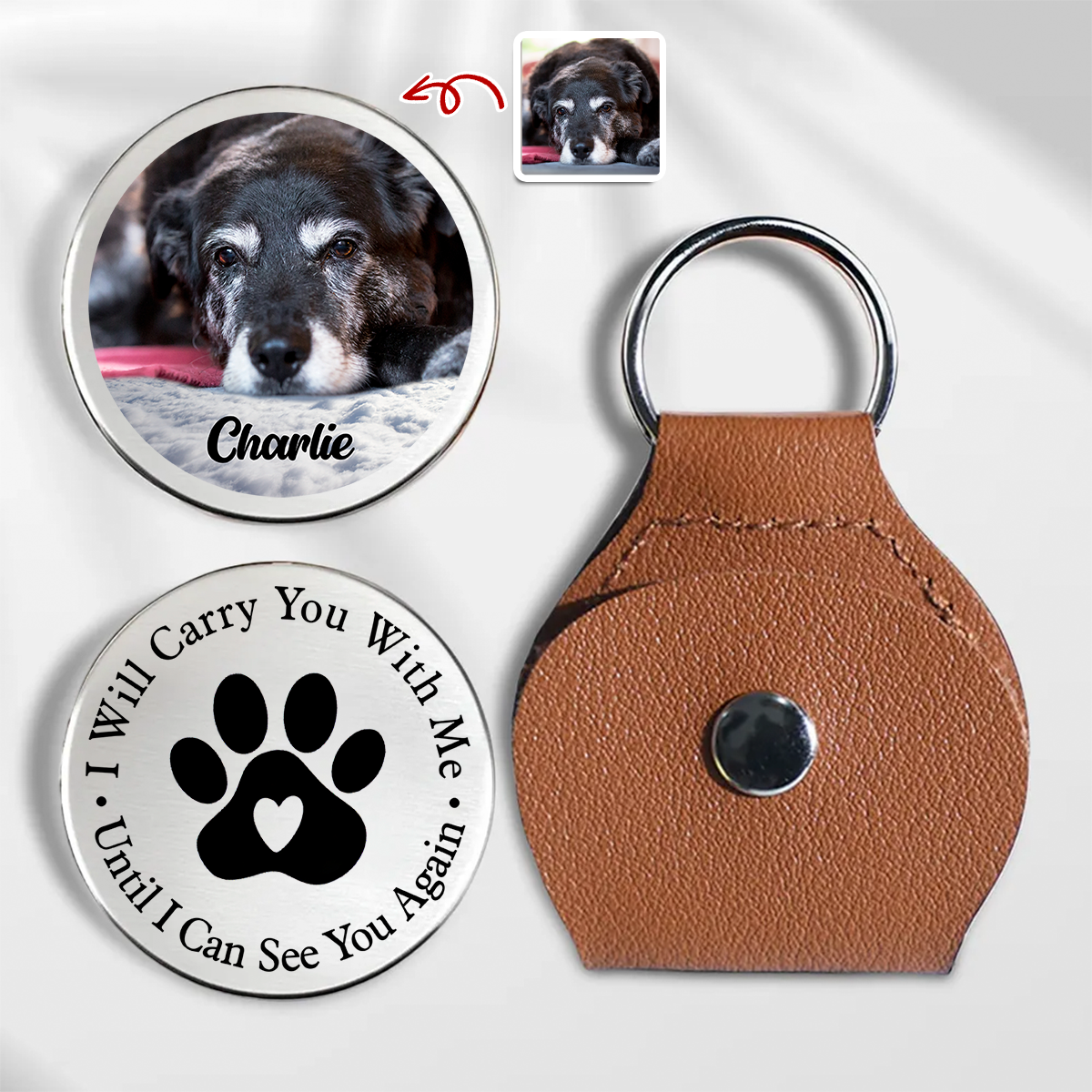 Custom Photo Pet You Left Paw Prints On My Heart Memorial Pocket Hug HA75 897984