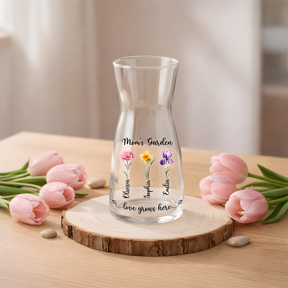Personalized Mommy's Garden Love Grows Here Glass Vase Gift For Mother's Day CH07 910910