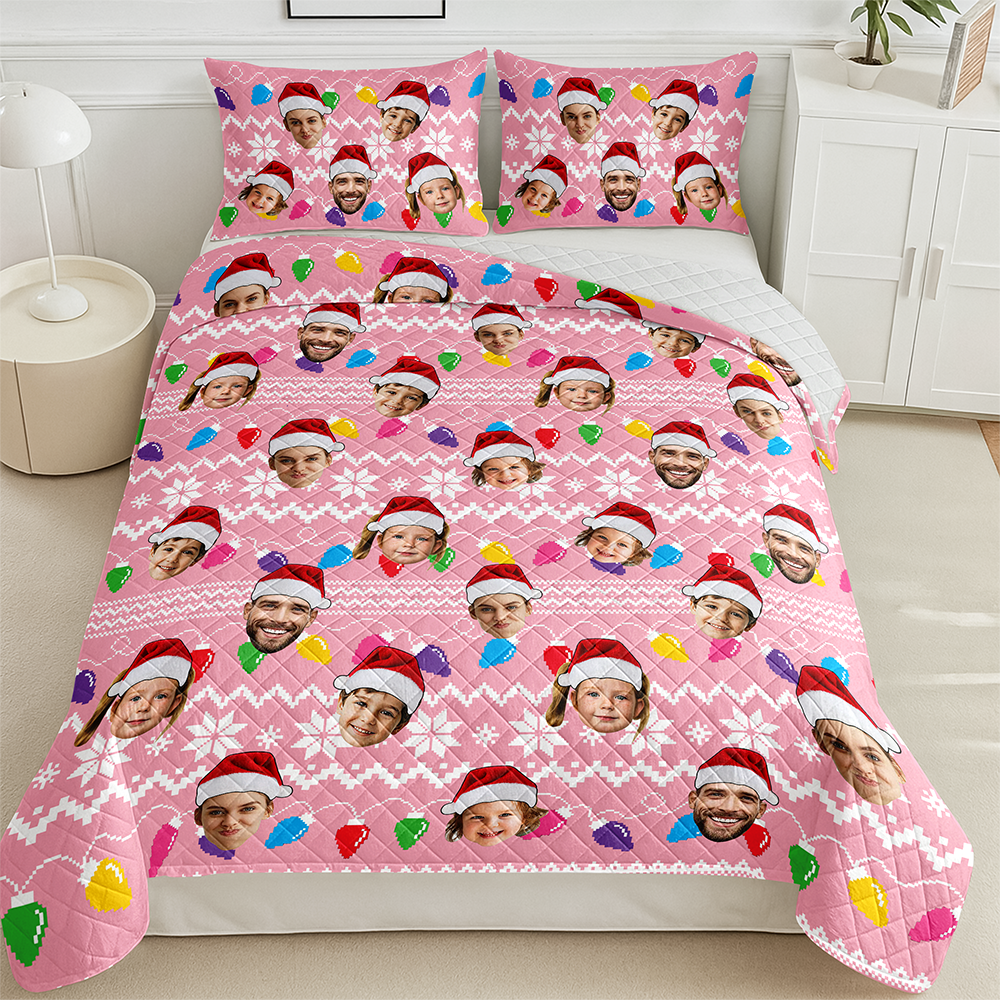 Personalized Family Photo Christmas Bedding Set Holiday Gift for Family TH10 171041