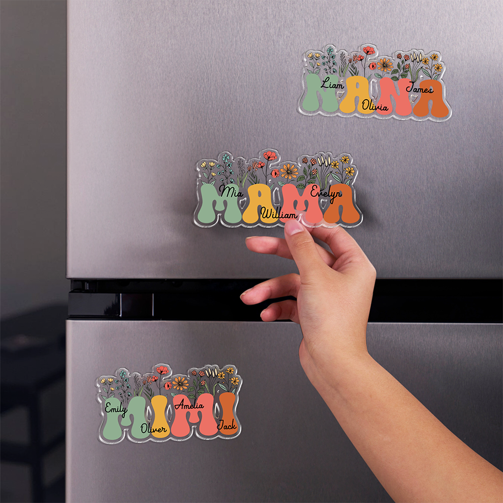Custom Grandkids Names Grandma Floral Acrylic Fridge Magnet, Personalized Family Keepsake HA75 920672