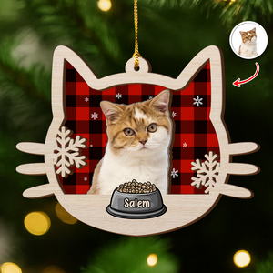 Custom Photo Meowy Christmas 2 Layer Wooden Ornament LM32 895783