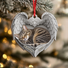 Personalized Cat Sleeping Angel Wings Wood Ornament, Pet Memorial Keepsake HA75 921764