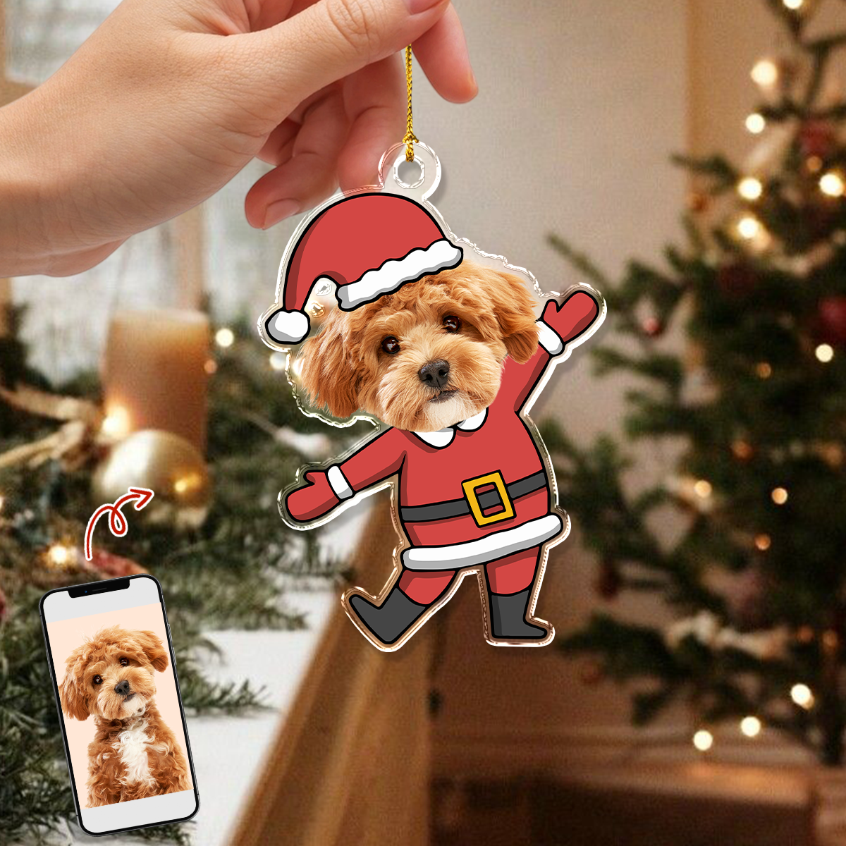 Custom Funny Photo Christmas Acrylic Ornament For Pet Lover TH10 894325