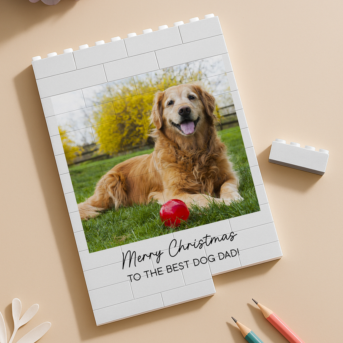 Custom Photo Merry Christmas To the Best Dog Dad Building Brick Blocks TH10 171009