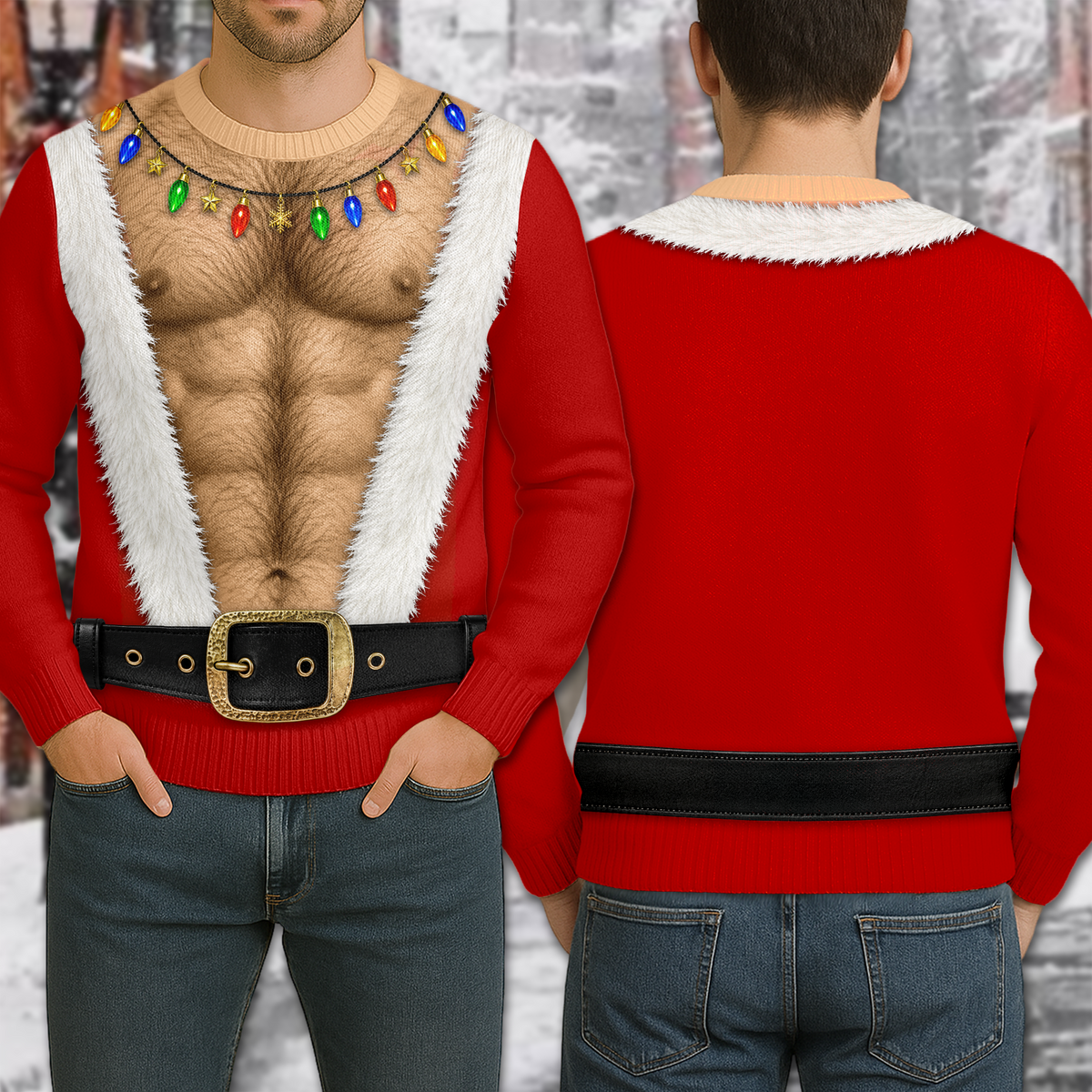 Personalized Funny Santa Abs Belly Body Ugly Sweater For Husband Dad Grandpa Chirstmas Gag Gift HA75 919350