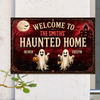 Personalized Spooky Ghost Haunted Home Metal Sign Halloween Home Decoration, Trick or Treat Decor LM32 669647