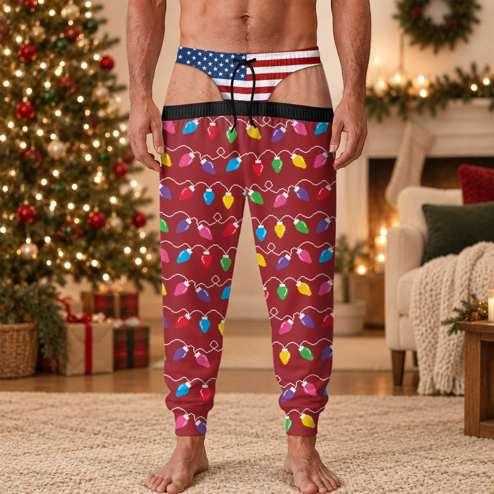 Custom Funny Patriotic Colorful Christmas Lights Sweatpants Family Gift HA75 919296