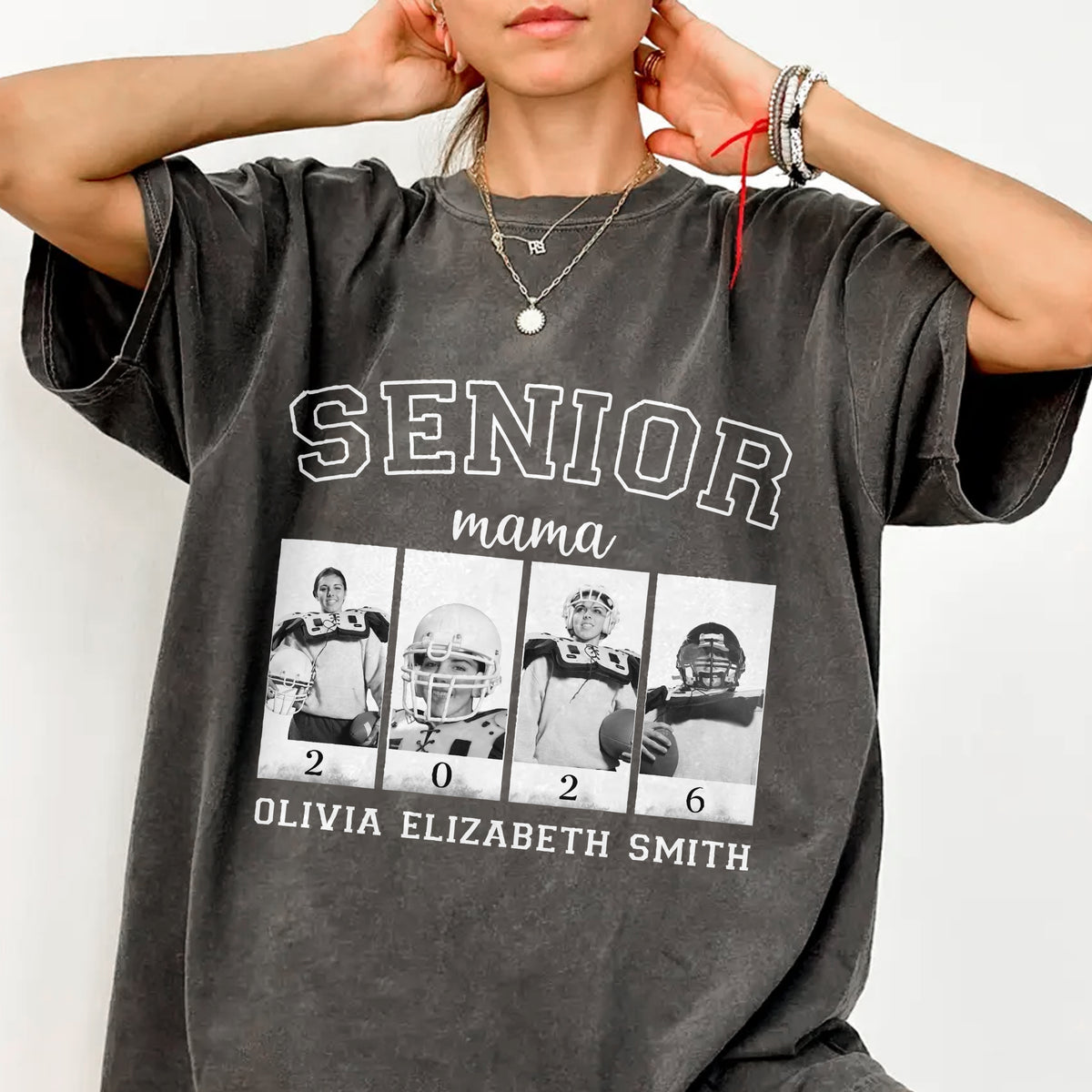 Custom Photo Senior Football Mama Comfort Color Shirt Gifts For Football Mom, Football Lover CH07 899444