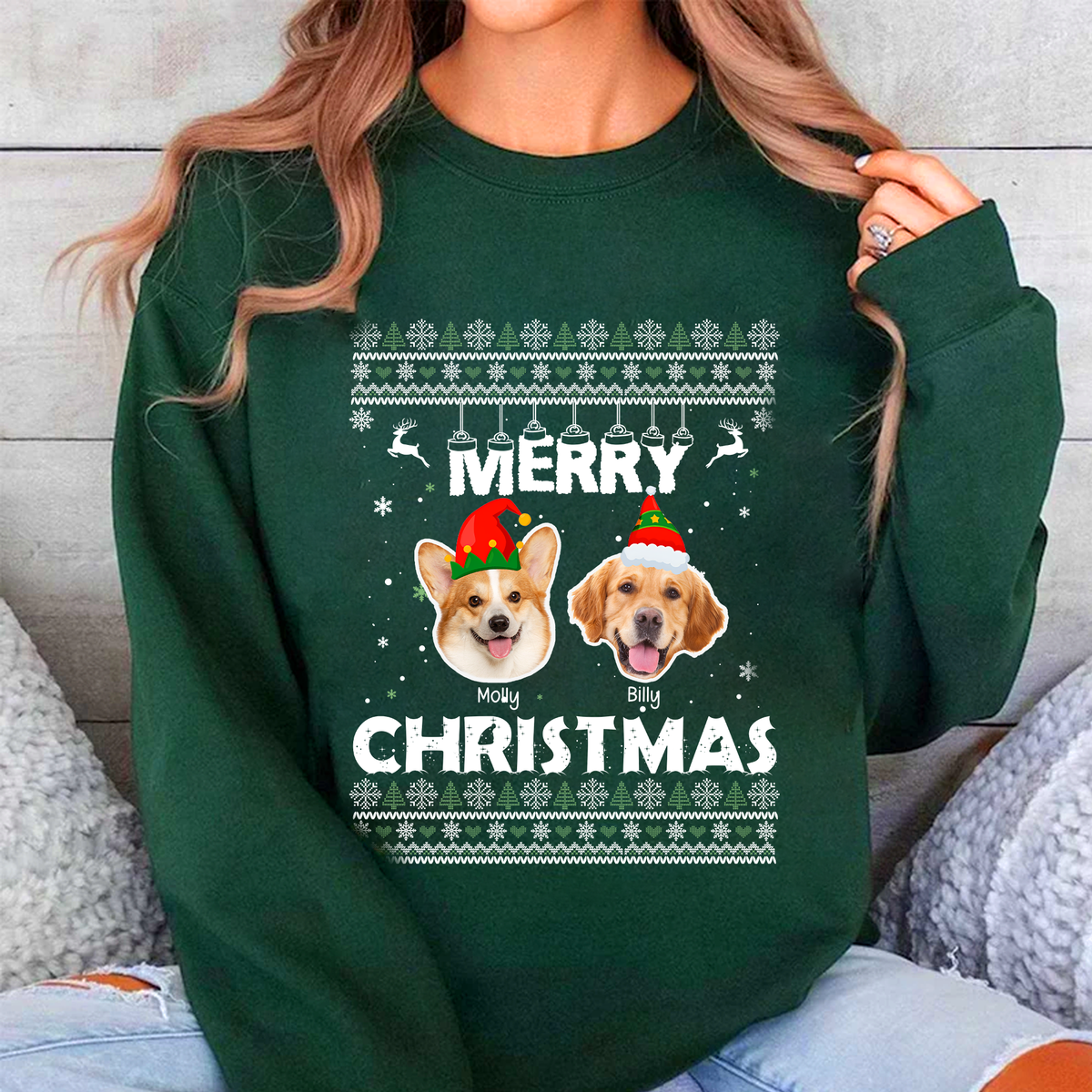 Custom Dog Cat Photo Merry Christmas Sweatshirt TH10 896065