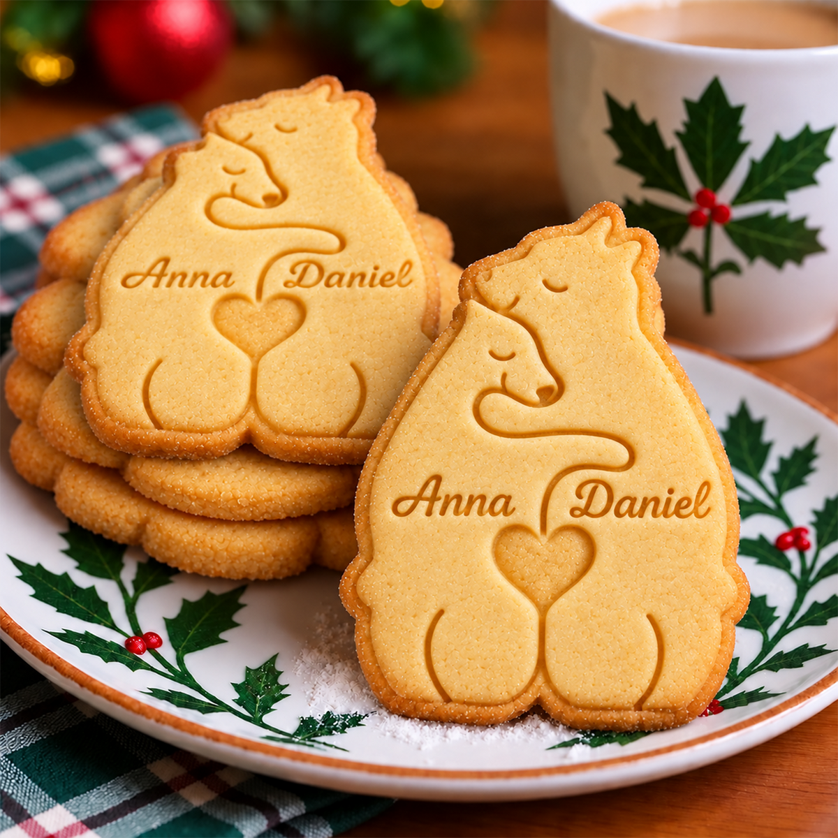 Custom Bear Family Shaped Cookie Stamp, Personalized Baking Accessory HO82 904174