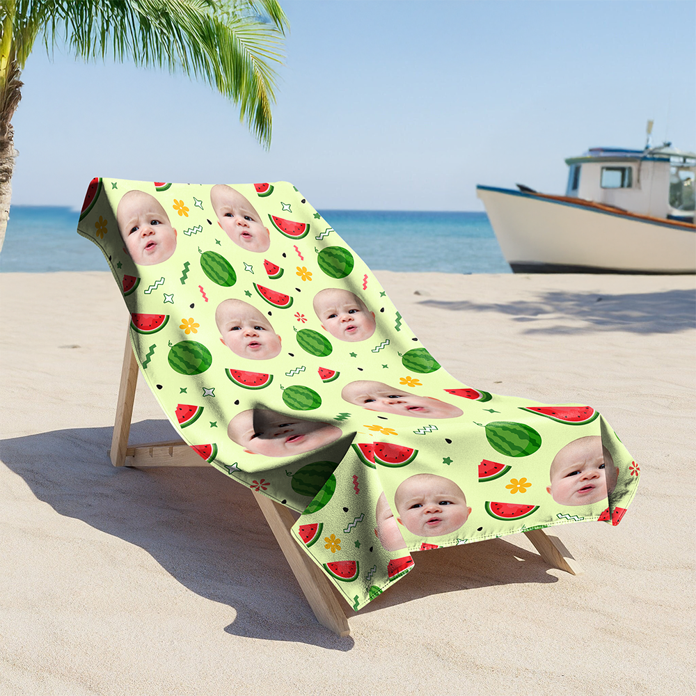 Custom Photo Fruits Beach Towel With Name, Vacation Gift CH07 895820