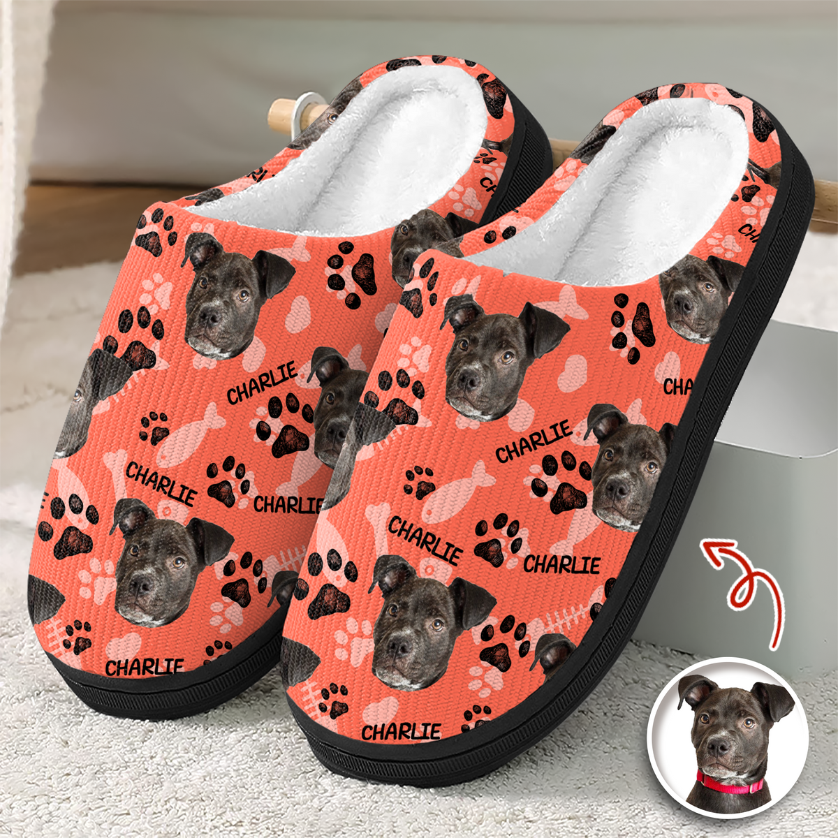 Custom Photo Dog Faces Slippers, Unique Funny Gift HA75 897118