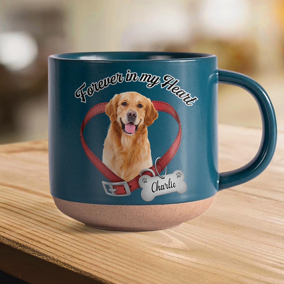 Custom Dog Photo Forever In My Heart Memorial Pottery Mug CH07 180076