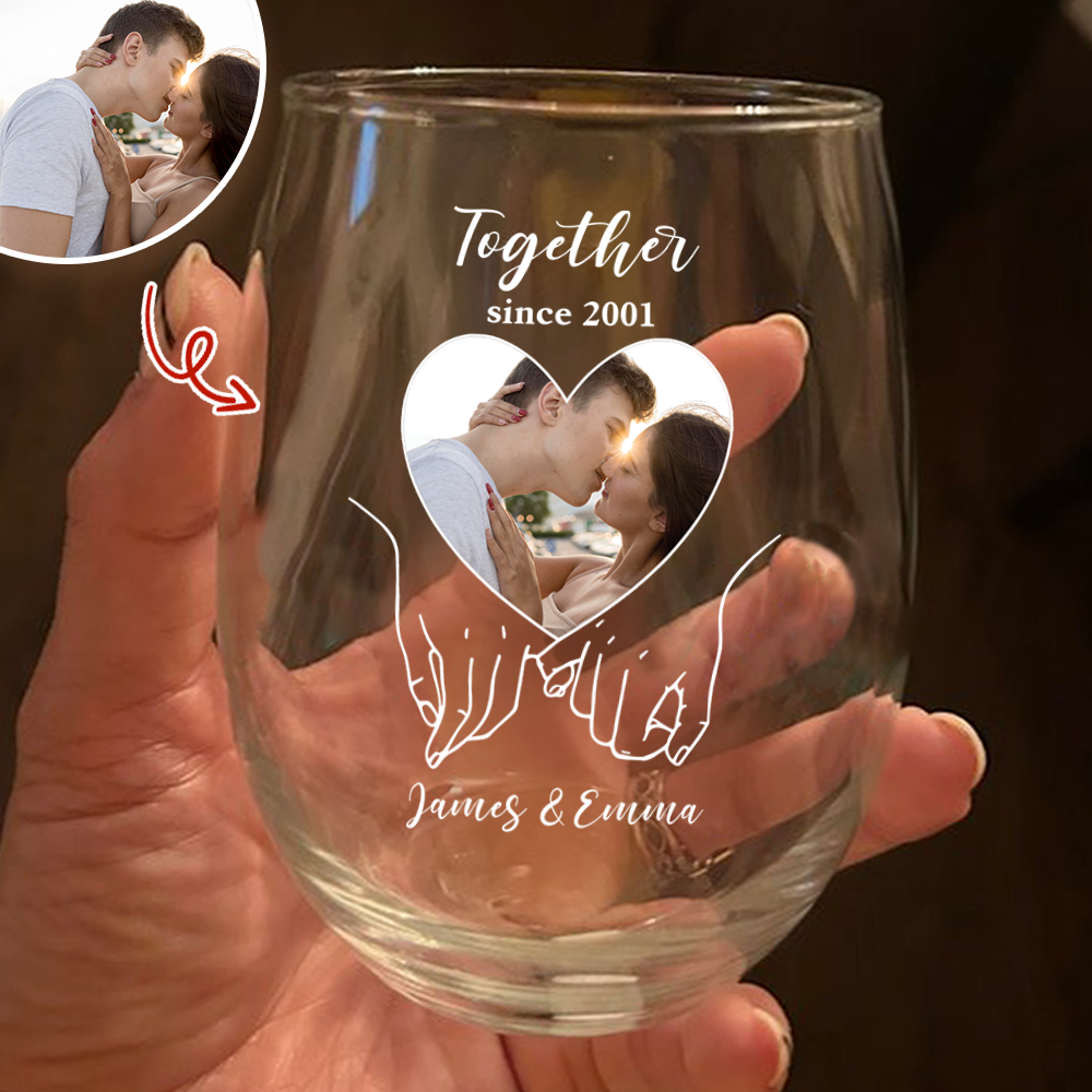 Custom Photo Forever And Always - Couple Personalized Wine Glass HA75 920038
