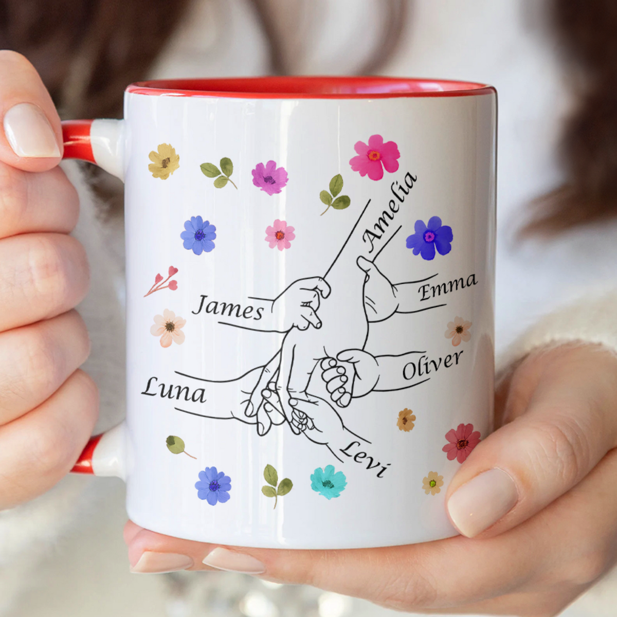 Personalized Mom Holding Kids Hands Mug Gift For Mom LM32 899121