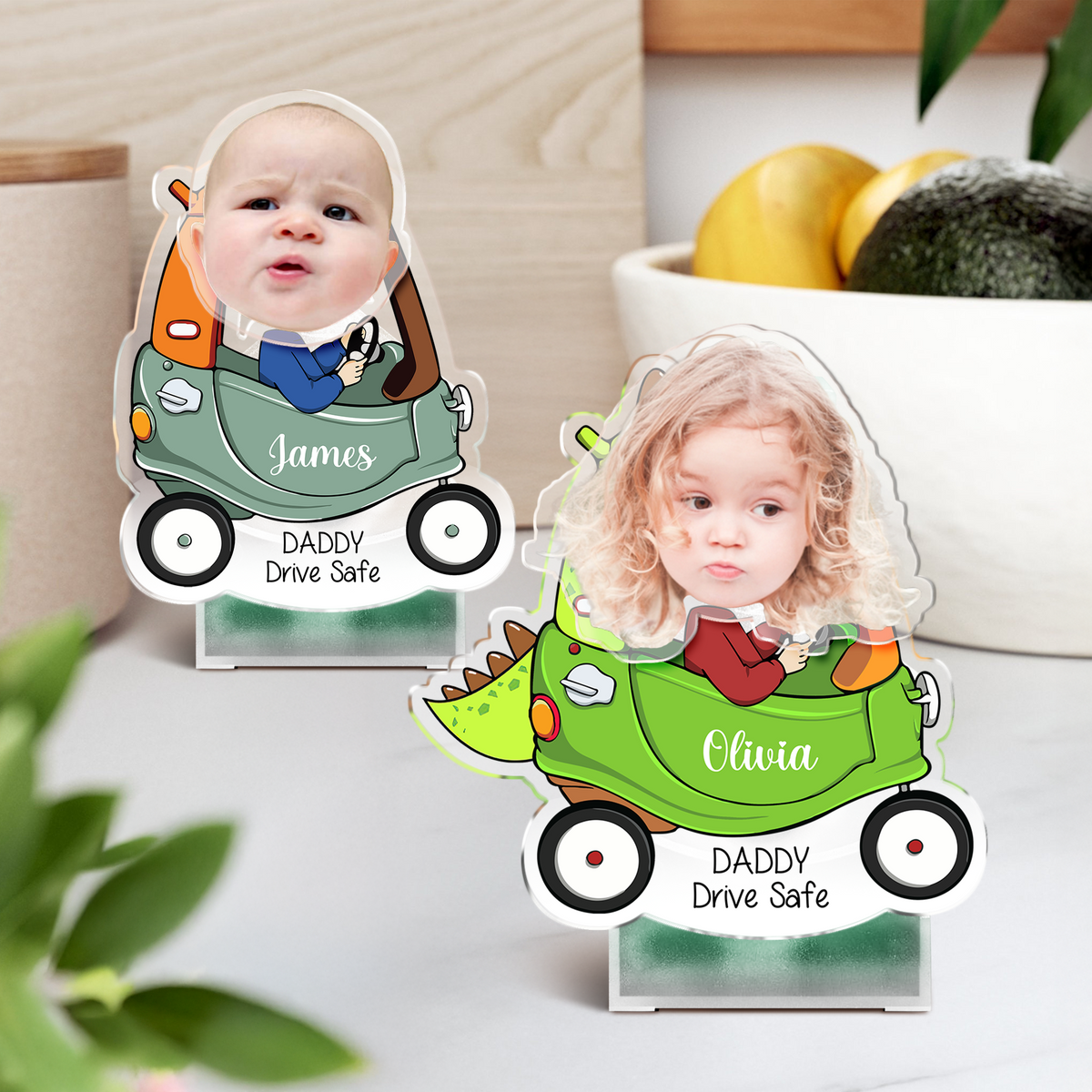 Custom Photo Father's Day Gift, Kids Face Bobblehead Gift for Dad, Drive Safe Daddy, Gift for New Dad Shaking Head Standee HO82 893830