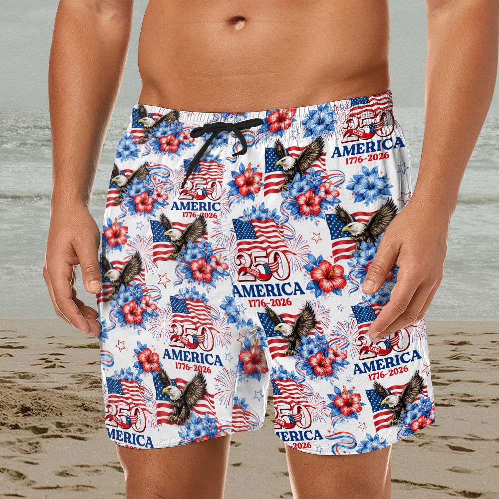 250 Years America 1776-2026 Patriotic Beach Short HA75 920730