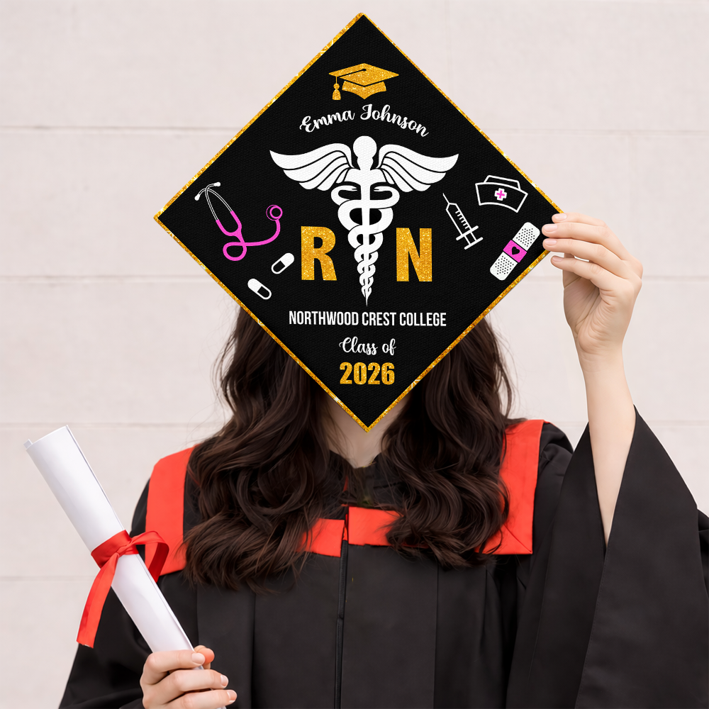 Personalized Nurse Class of 2026 RN Grad Graduation Cap Topper CH07 910892