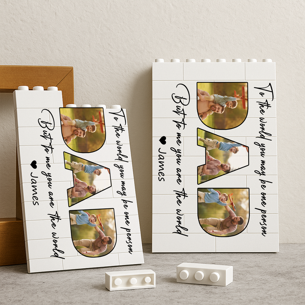 Custom Photo Happy Father's Day Rectangle Shaped Building Brick Blocks Gift LM32 893587