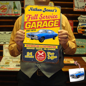 Custom Car Photo Garage Metal Sign Full Service Garage Sign CH07 896278