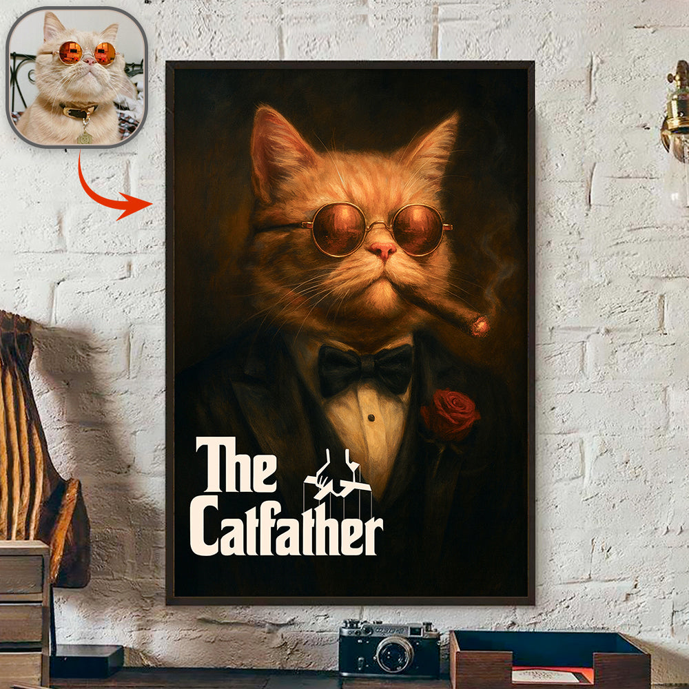 Custom Photo Dogfather Catfather Classical Style Poster Gift For Dog Cat Lovers HO82 894840