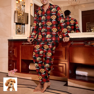 Custom Dog Photo Name Christmas Light Snow Pajamas CH07 899594