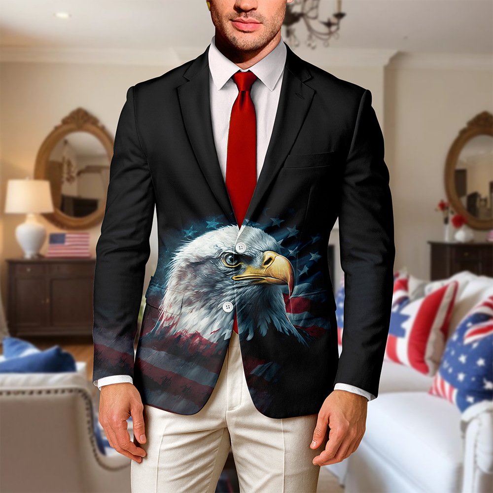 Custom Name Eagle With USA Flag America’s 250th Anniversary Men's Suit HO82 902072