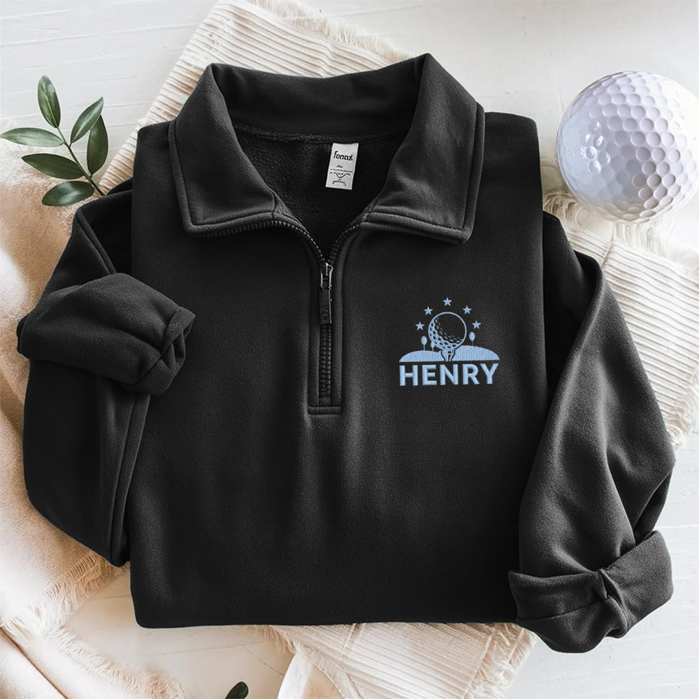 Custom Golf Player Name Embroidered Quarter Zip Sweater CH07 910018