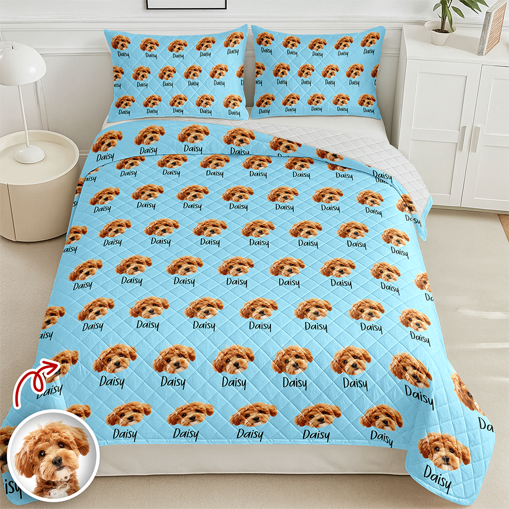 Custom Photo And Name Quilt Bedding Set For Dog Lover TH10 896677