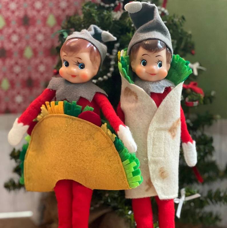 Taco Tuesday & Burrito Christmas Elf Costume, Props for Mexican Fiesta, Christmas Elf Accessory HO82 904060